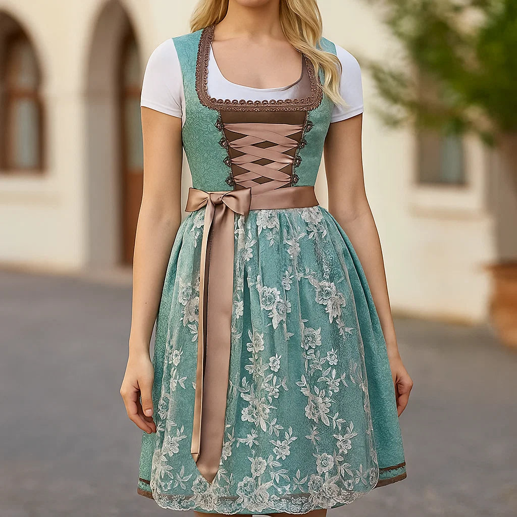 Damen Oktoberfest Dirndl Kleid | Kurz Bestickt
