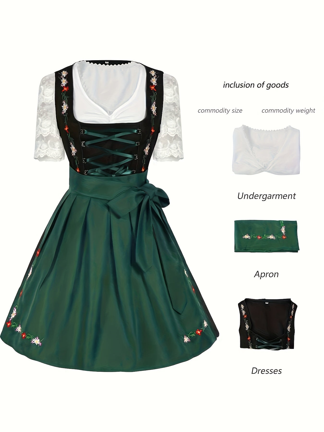 Damen Oktoberfest Dirndl Outfit 2025 | Kurz Hochgeschlossen Mini