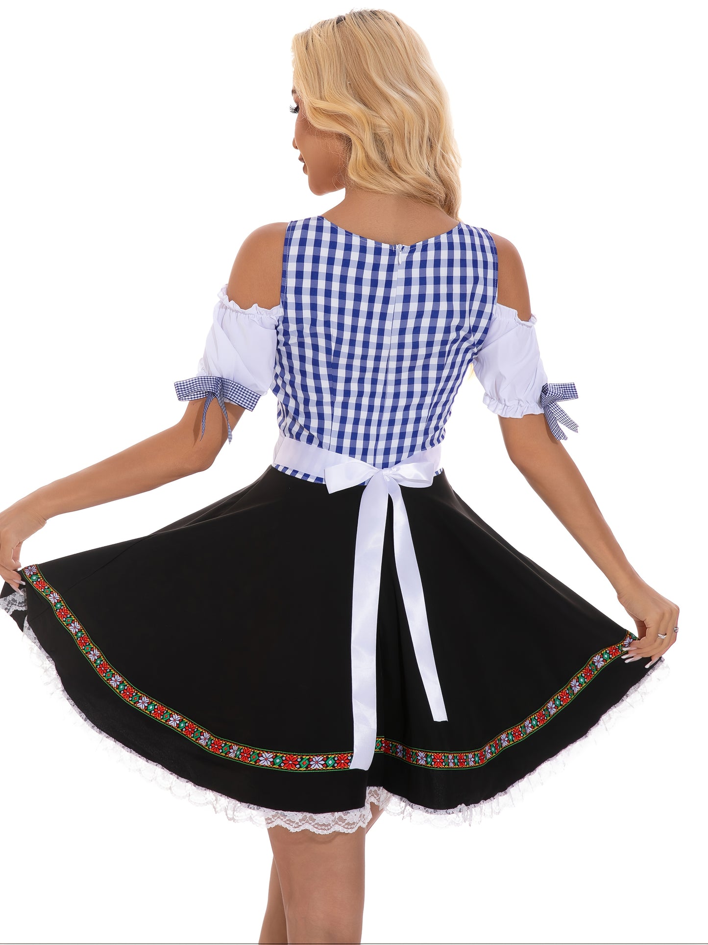 Damen Oktoberfest Dirndl Bluse Kleid | Schulterfrei Mini