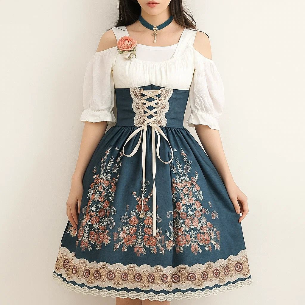 Damen Oktoberfest Dirndl Outfit 2025 | Kurz Ärmellos