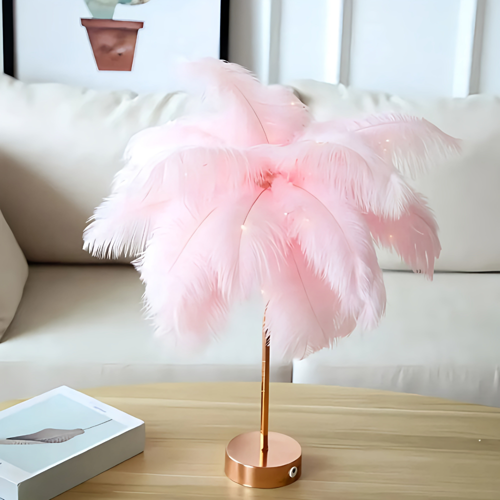 Feder Tischlampe Deko Modern Warmweiß