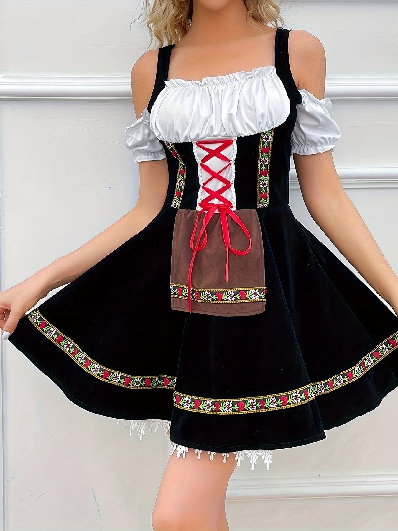 Damen Oktoberfest Trachtenkleid | Kurz Ärmellos