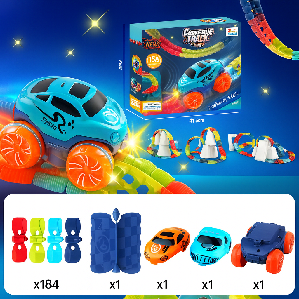 Spielzeug Rennbahn mit Loopings und Autos