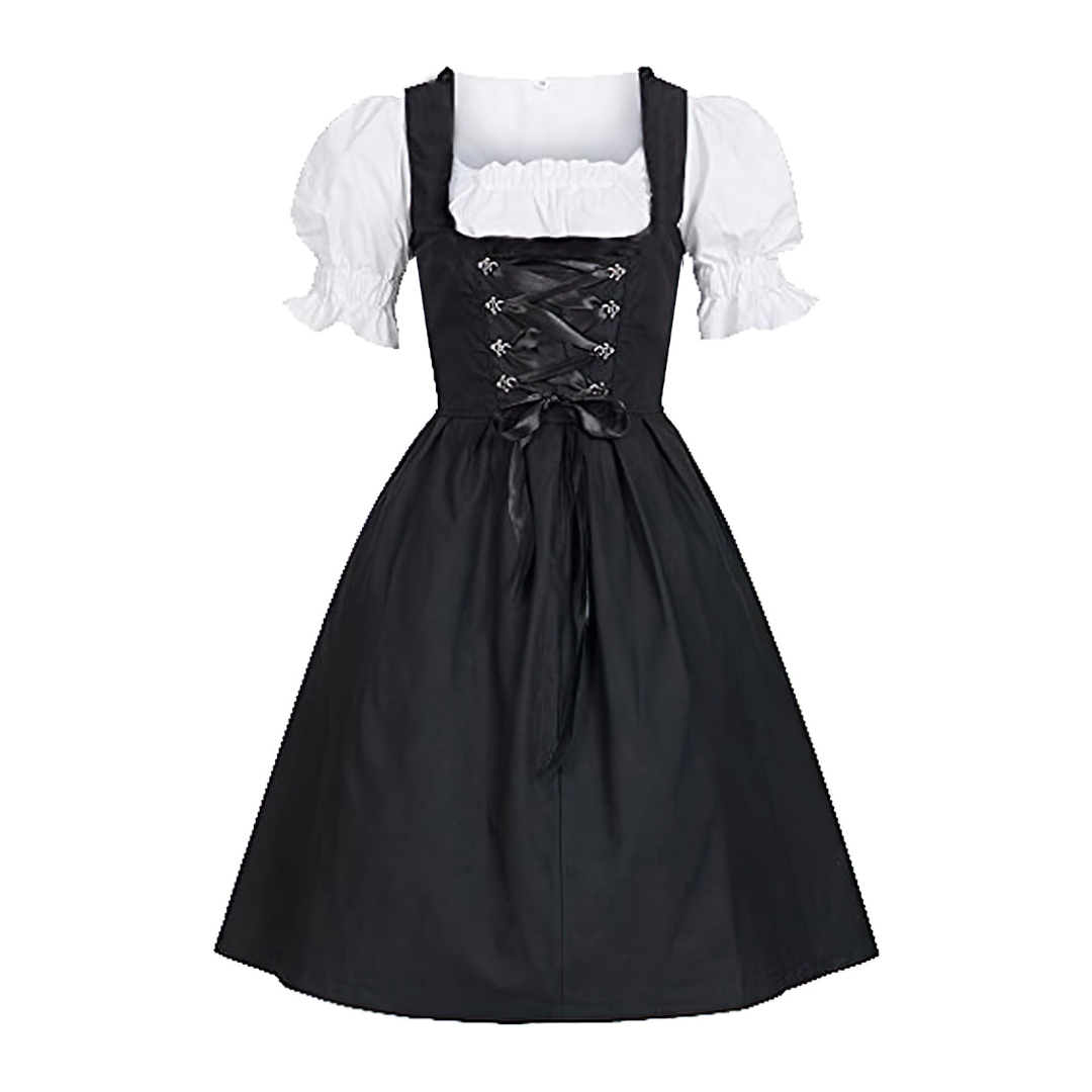 Damen Oktoberfest Dirndl Kleid | Hochgeschlossen Schwarz