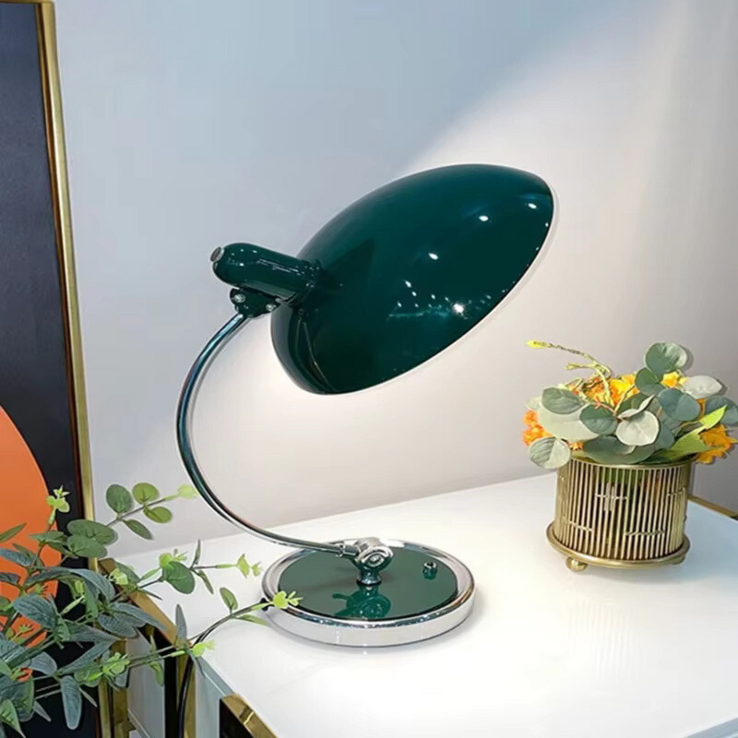 Tischlampe Bauhaus Stil Schwarz Metall Chrom