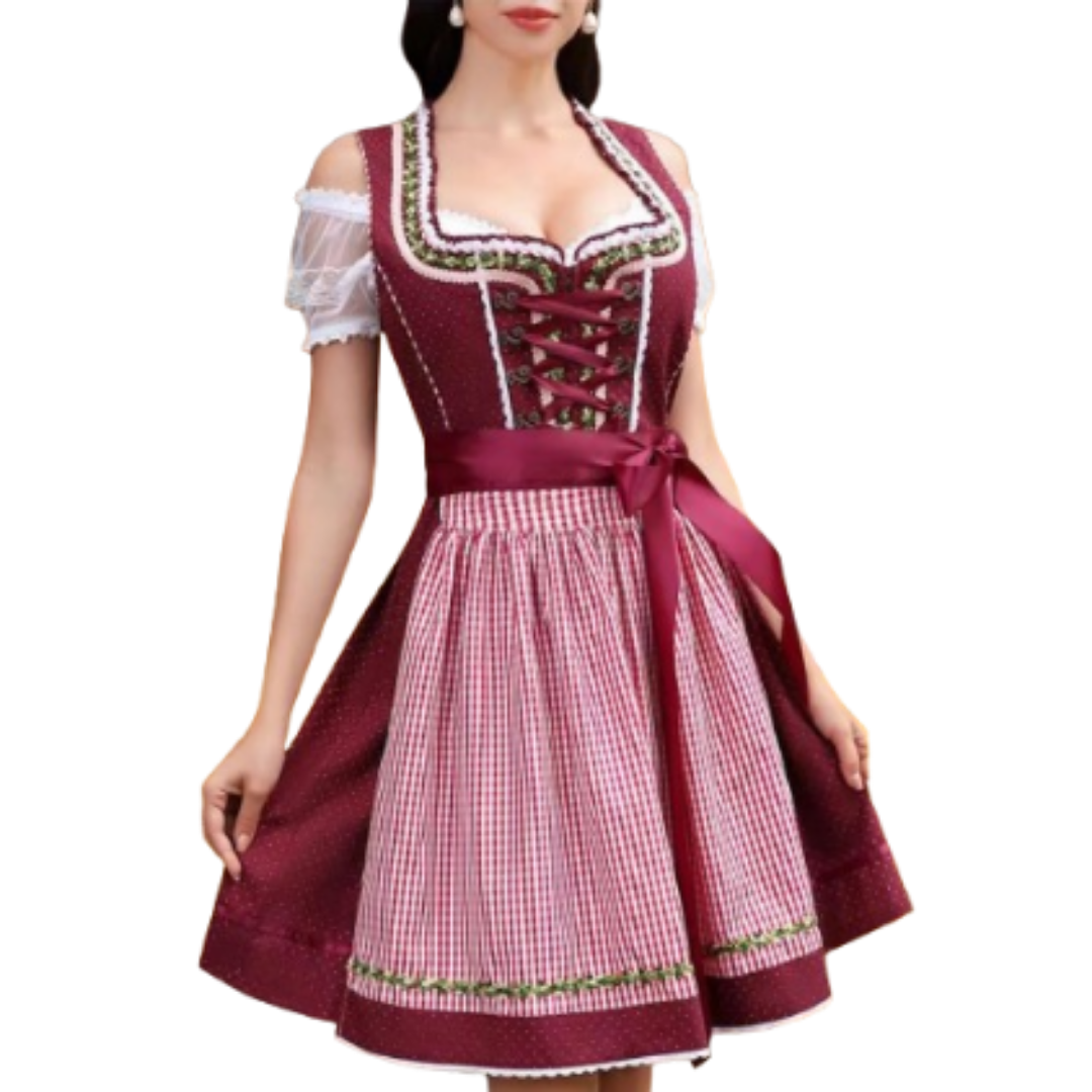 Damen Rotes Oktoberfest Dirndl Kleid | 2025