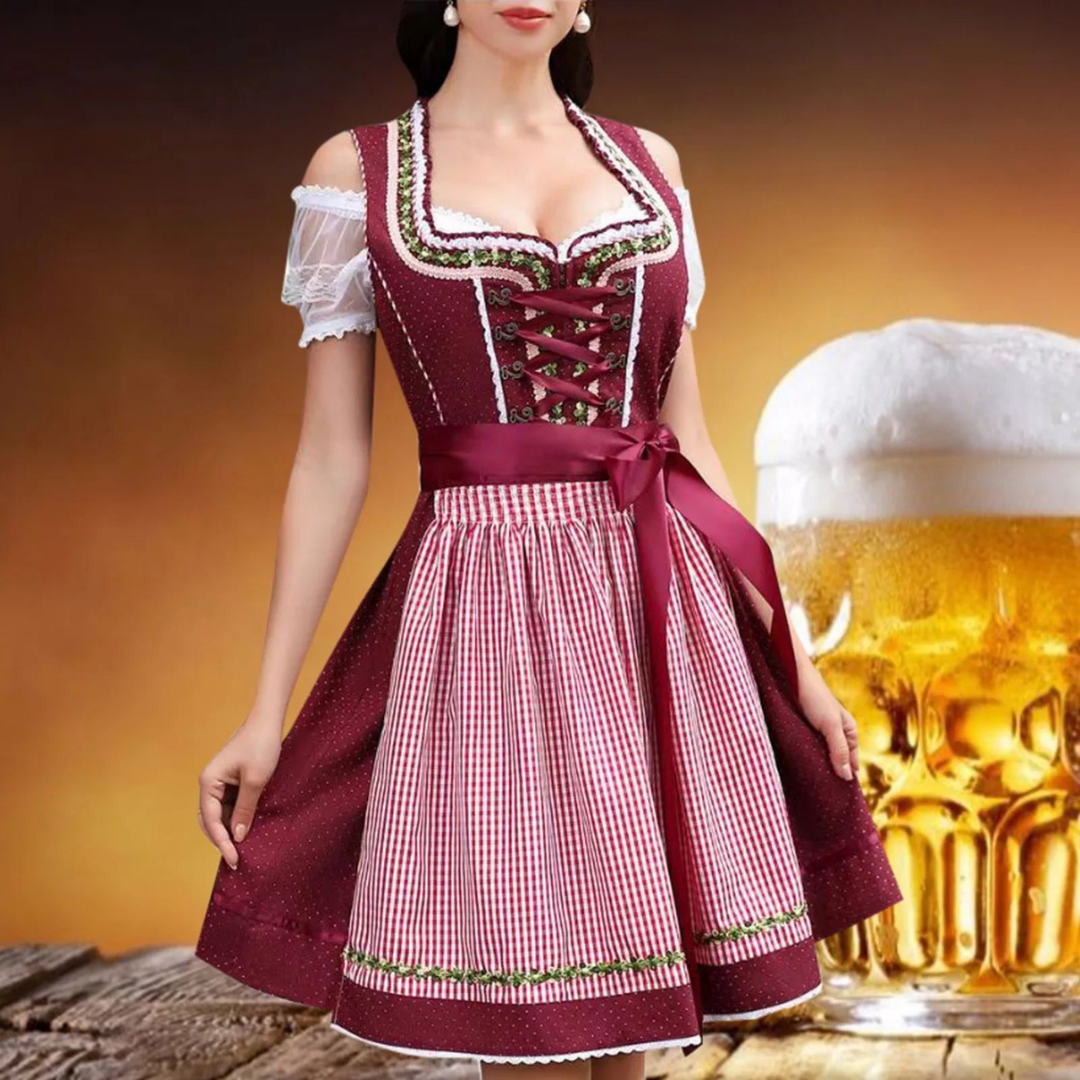Damen Rotes Oktoberfest Dirndl Kleid | 2025