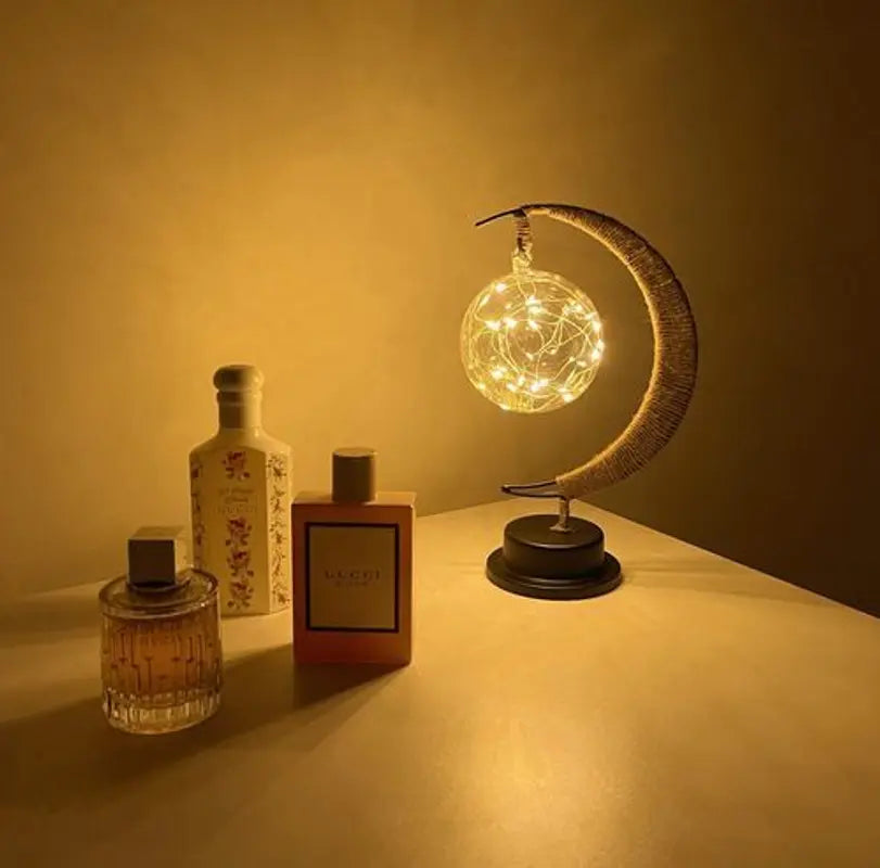 LED Tischlampe Mondlicht Glas Dekoleuchte