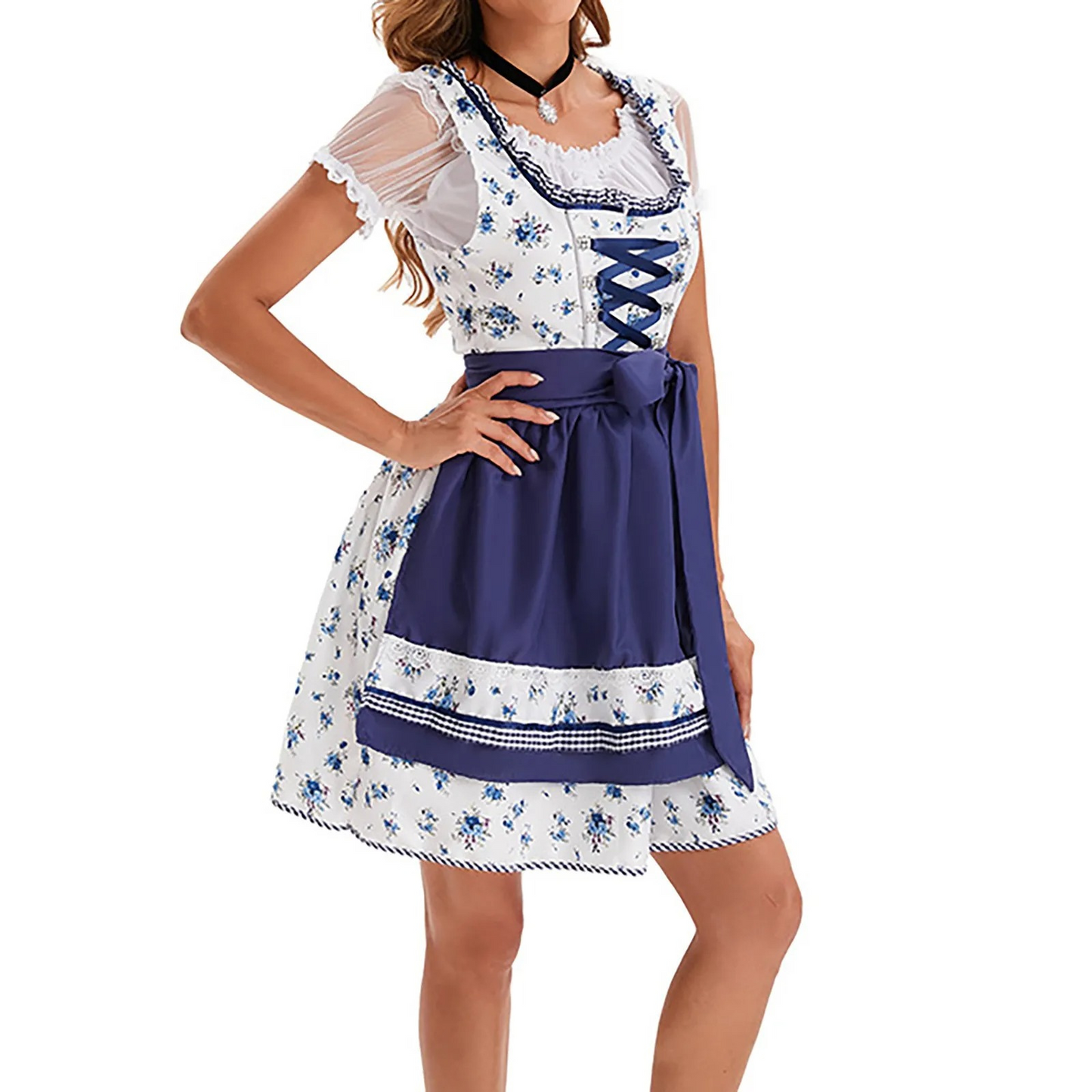 Damen Oktoberfest Trachtenkleid Kurz Ärmellos 2025
