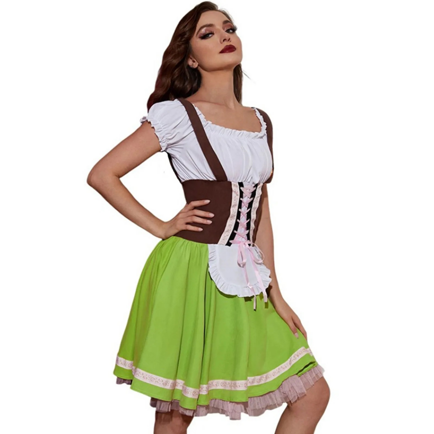 Damen Oktoberfest Dirndlkleid Kurz Ärmellos 2025