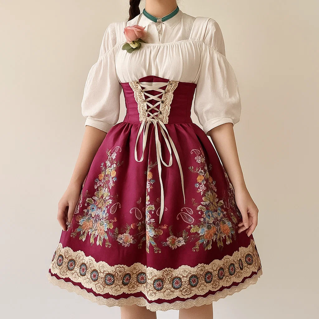 Damen Oktoberfest Dirndl Outfit 2025 | Kurz Ärmellos