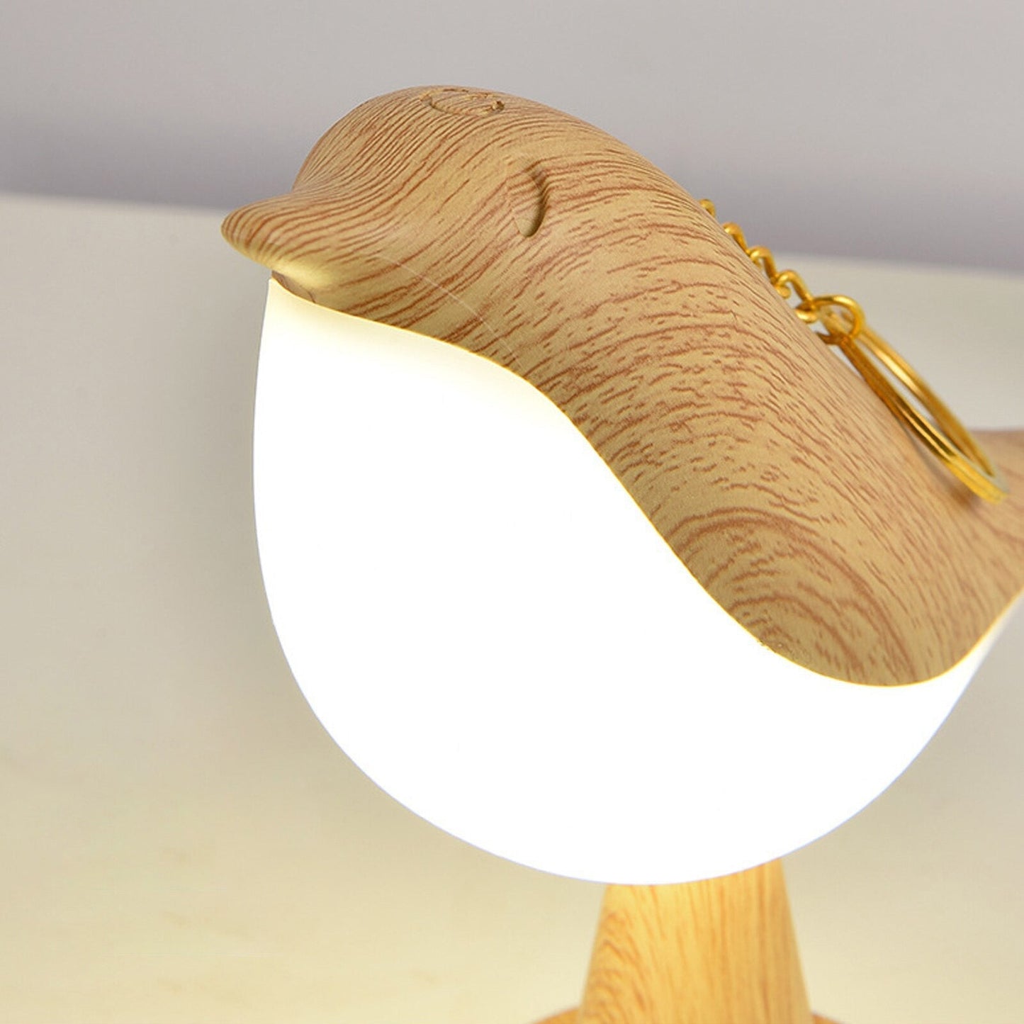 Tischlampe Vogel Design aus Holz LED Modern