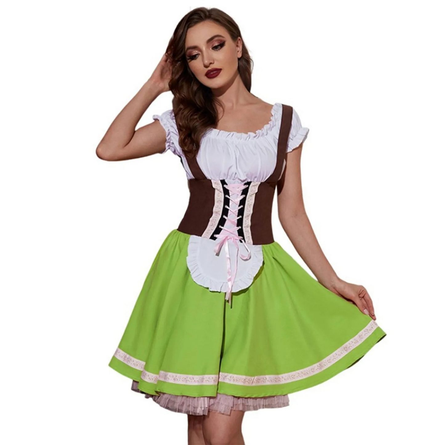 Damen Oktoberfest Dirndlkleid Kurz Ärmellos 2025