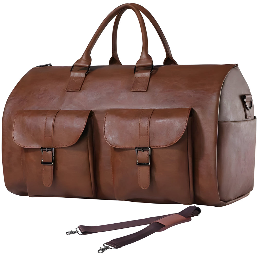 Reisetasche Leder Weekender 3-in-1 mit Kleidersack