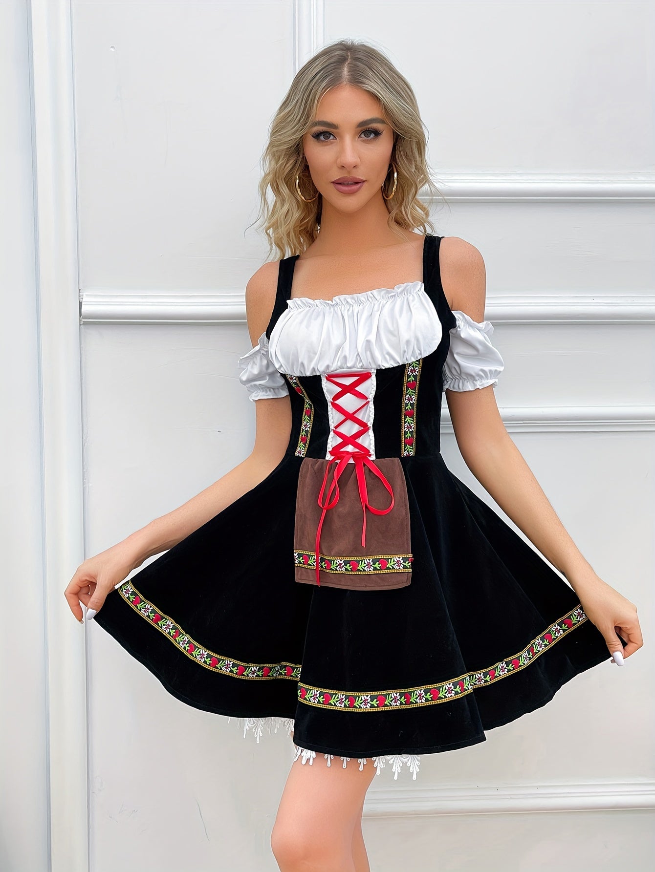 Damen Oktoberfest Trachtenkleid | Kurz Ärmellos