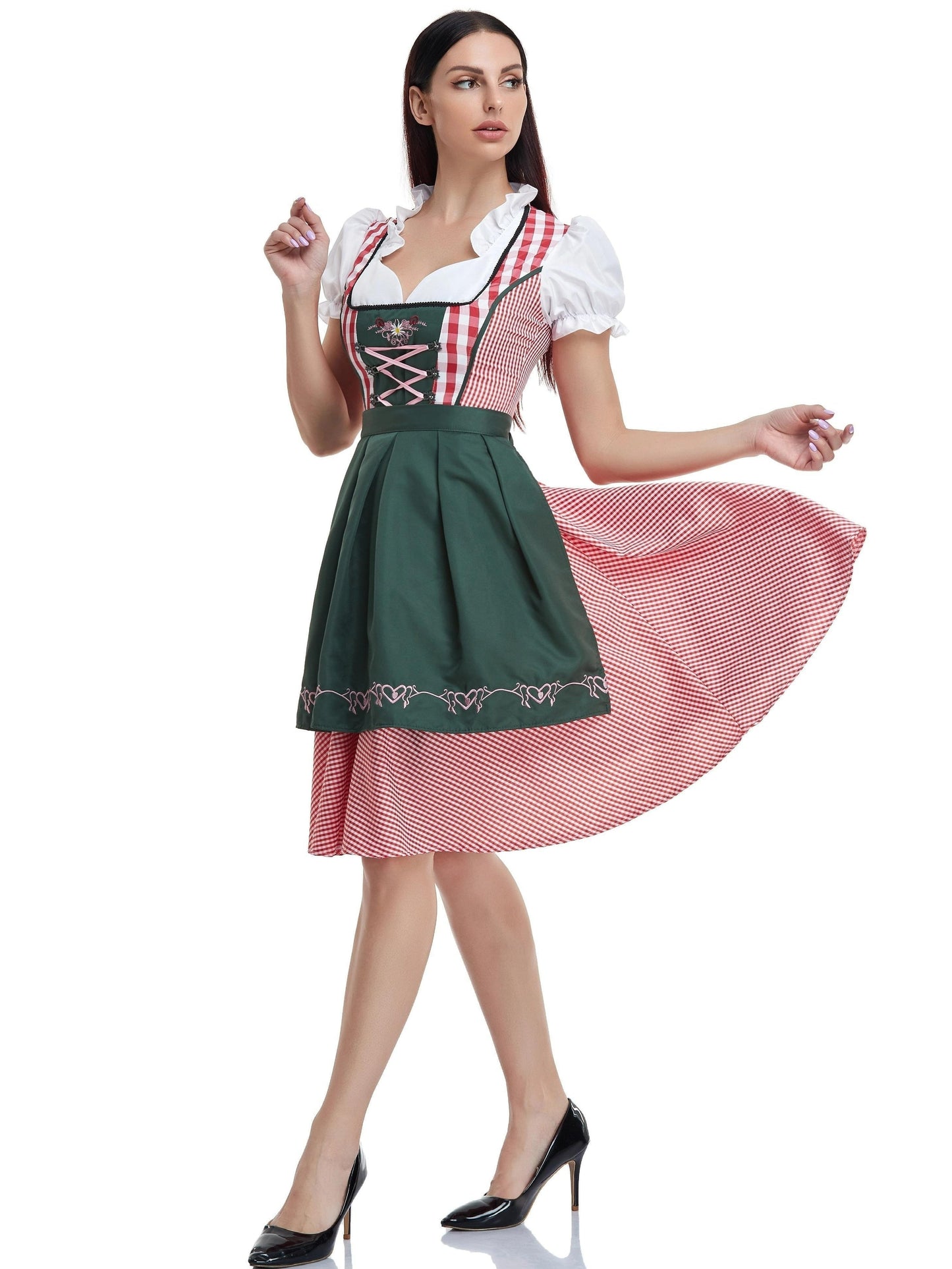 Damen Oktoberfest Dirndl Kleid | Kurz Kariert