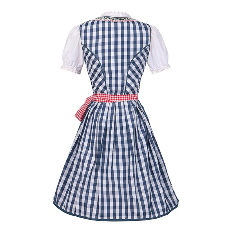 Damen Oktoberfest Kariertes Dirndl Kleid | Mini
