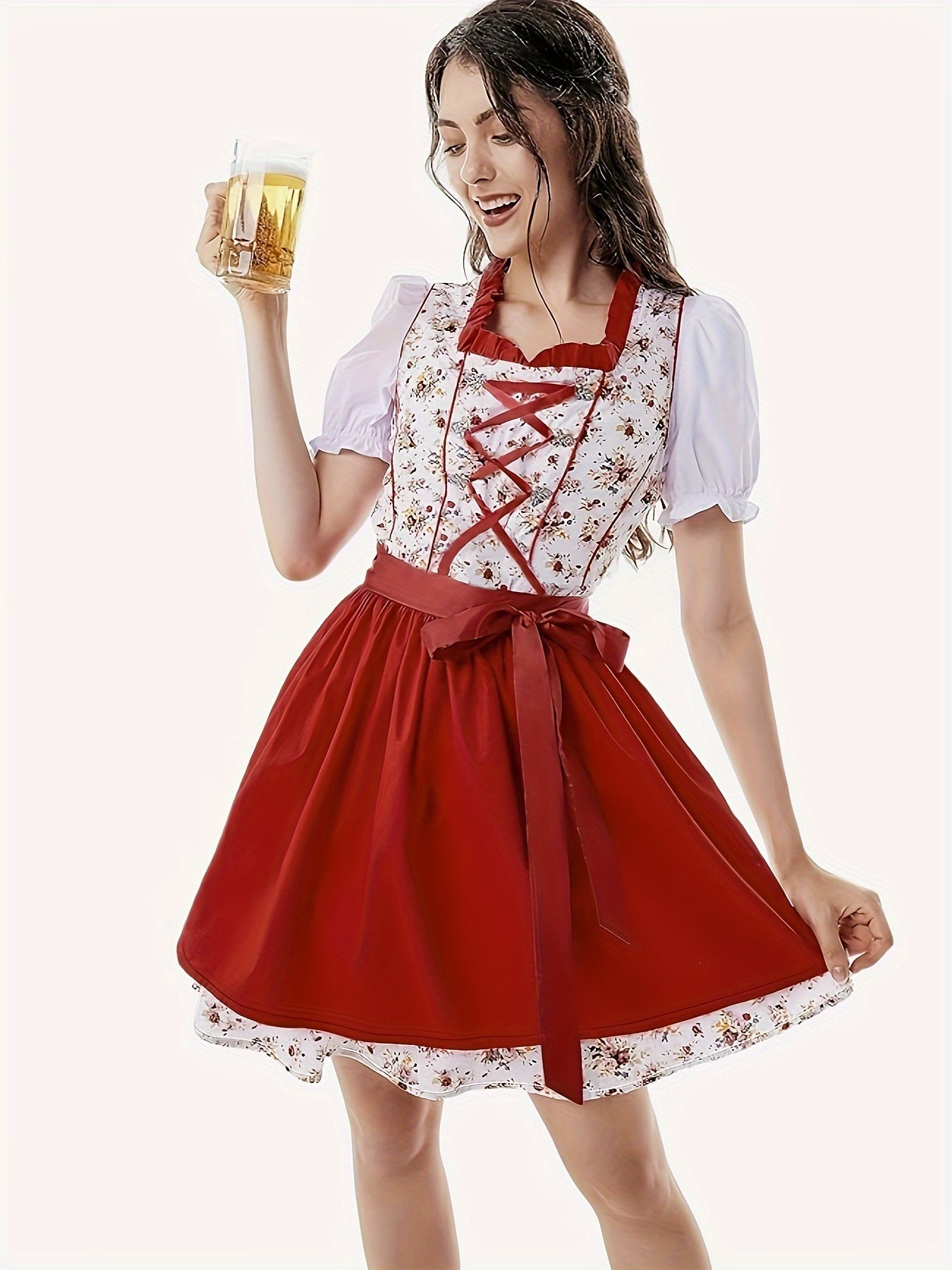 Damen Oktoberfest Bedrucktes Dirndl Kleid | Mini