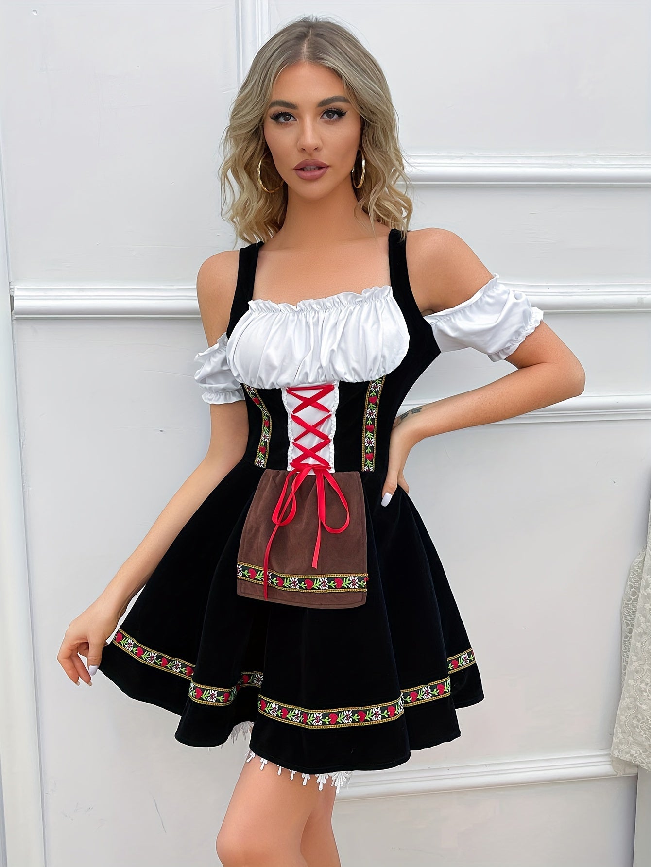 Damen Oktoberfest Trachtenkleid | Kurz Ärmellos