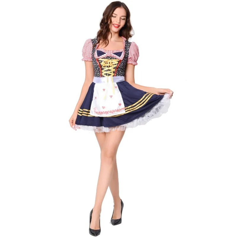 Damen Oktoberfest Kleid 2025 Kurz Ärmellos