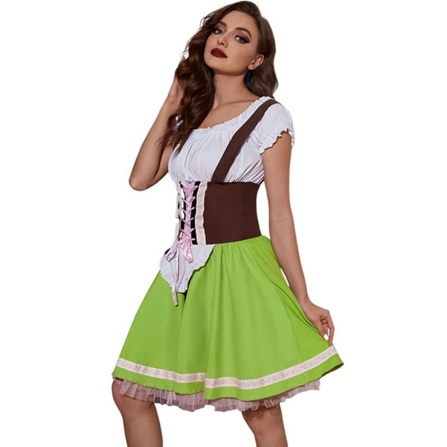Damen Oktoberfest Dirndlkleid Kurz Ärmellos 2025