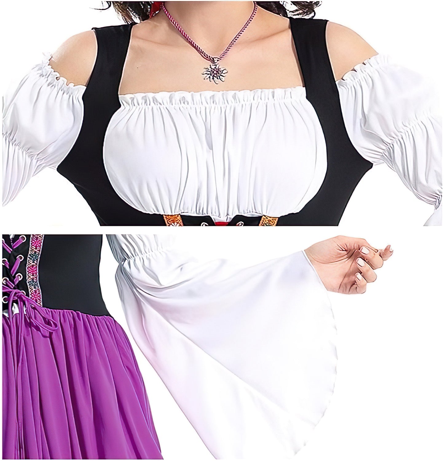 Damen Oktoberfest Dirndl Kleid | Traditionell, Schulterfrei Midi