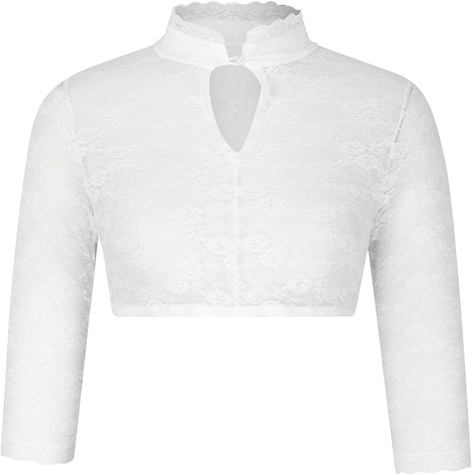 Damen Oktoberfest Dirndlbluse 2025 Kurzarm Spitze