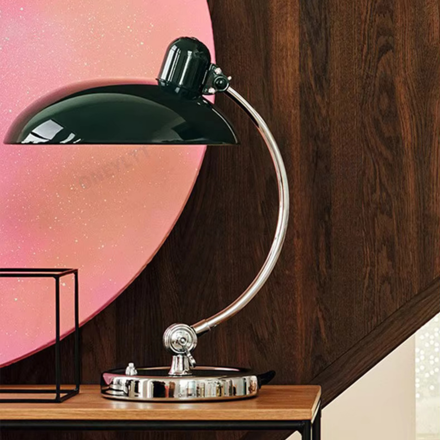 Tischlampe Bauhaus Stil Schwarz Metall Chrom