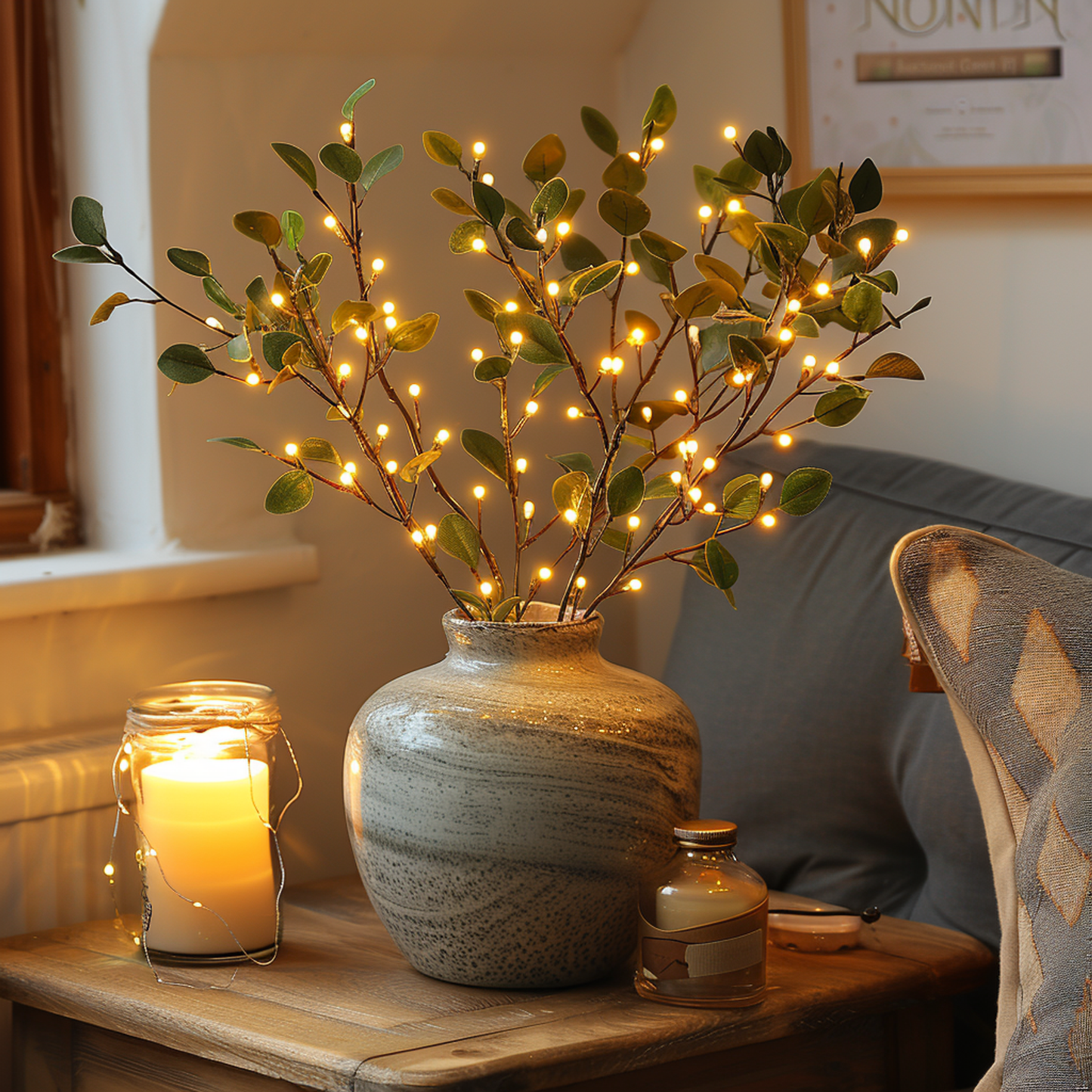 LED Deko Zweige Warmweiß Vase Beleuchtung