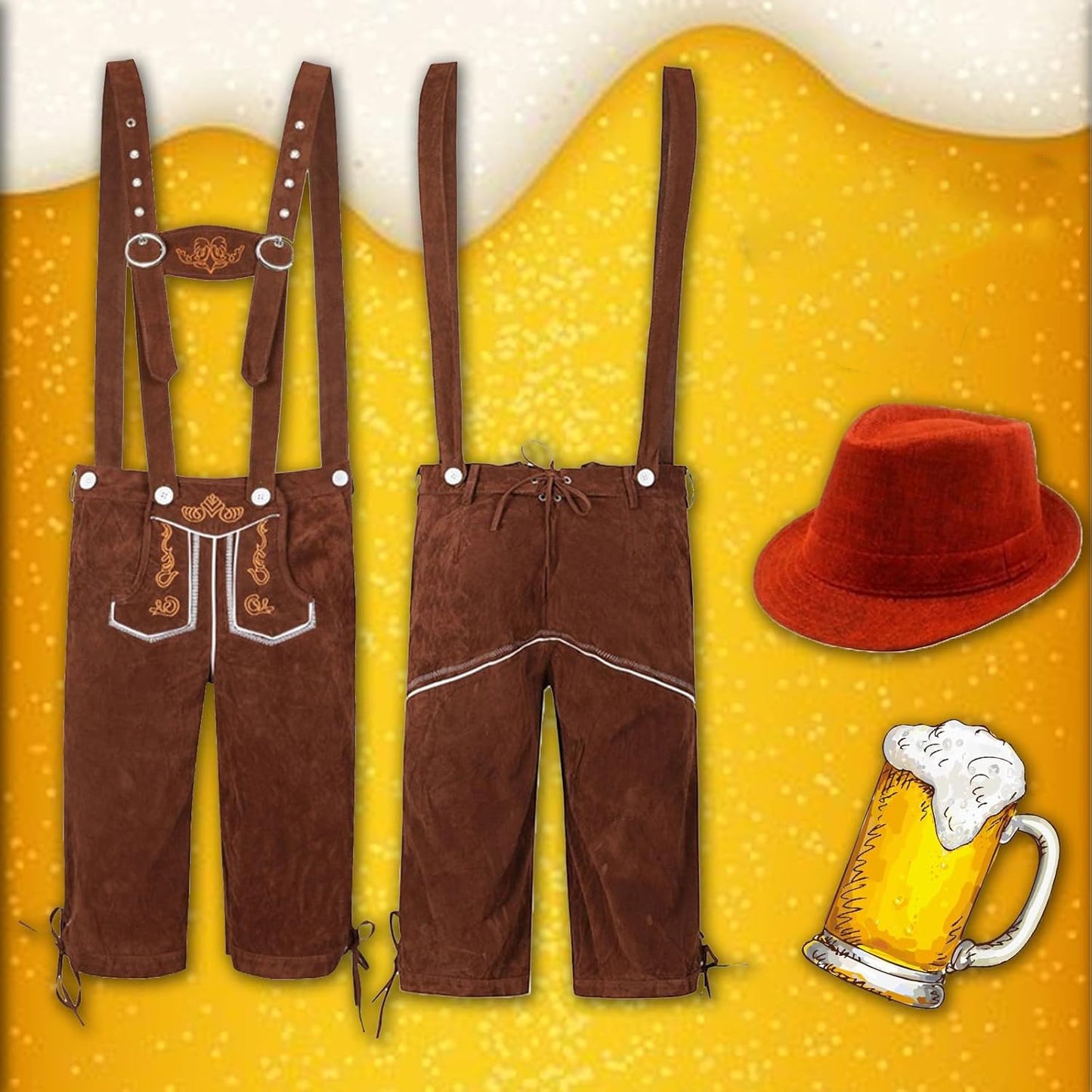Herren Oktoberfest Trachten Outfit | Lederhose mit Hut