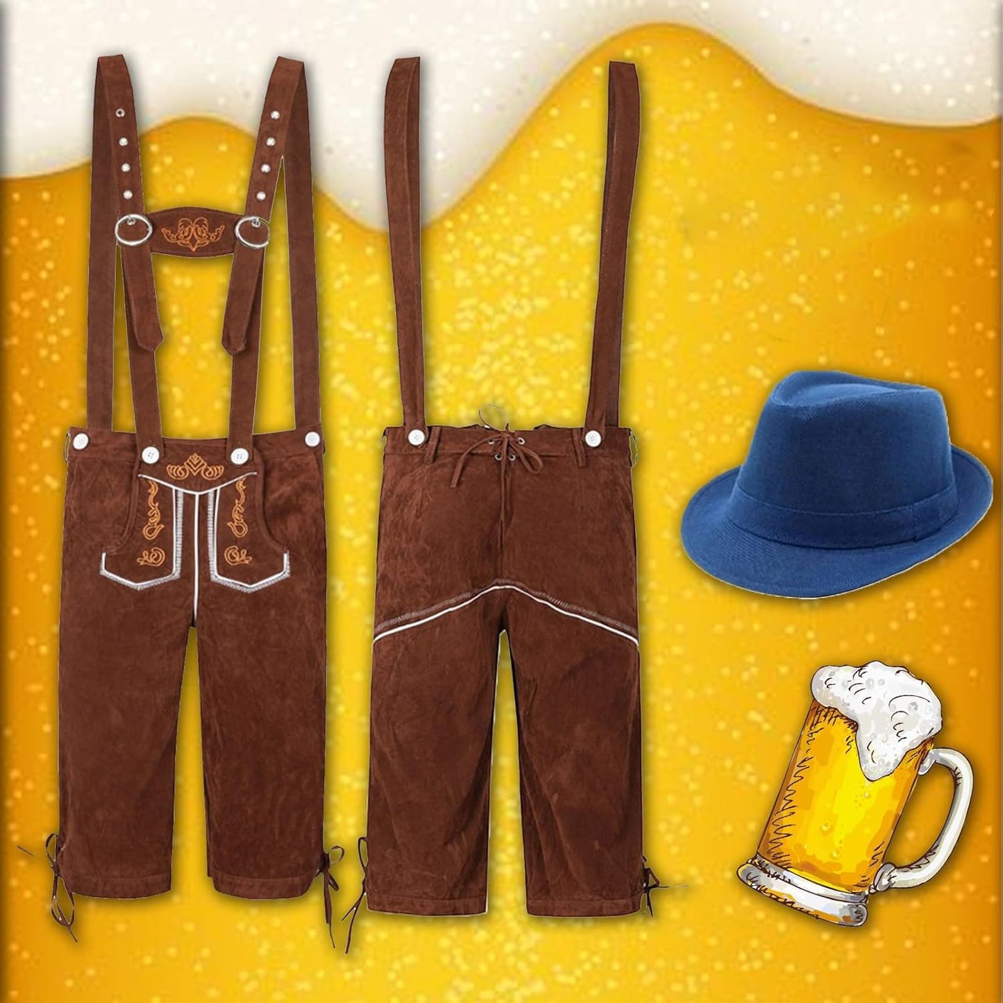 Herren Oktoberfest Trachten Outfit | Lederhose mit Hut
