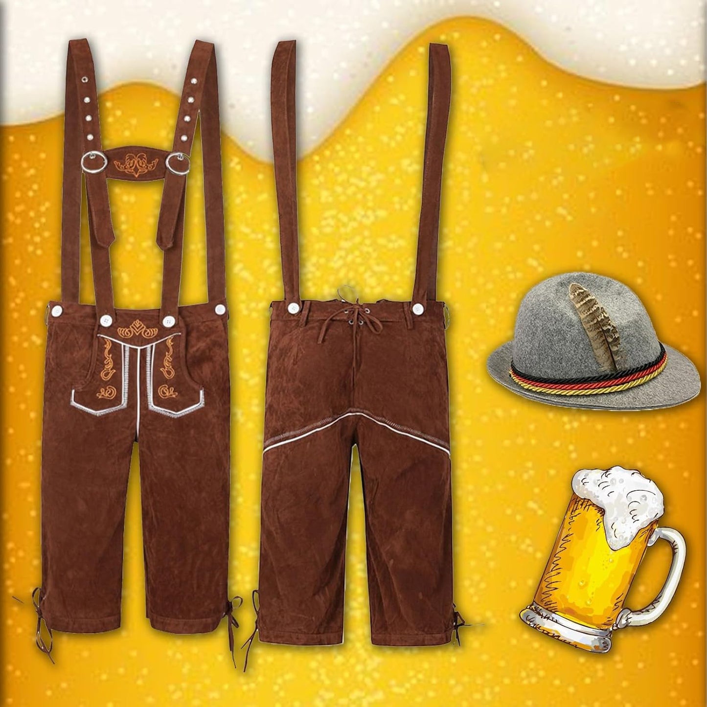 Herren Oktoberfest Trachten Outfit | Lederhose mit Hut