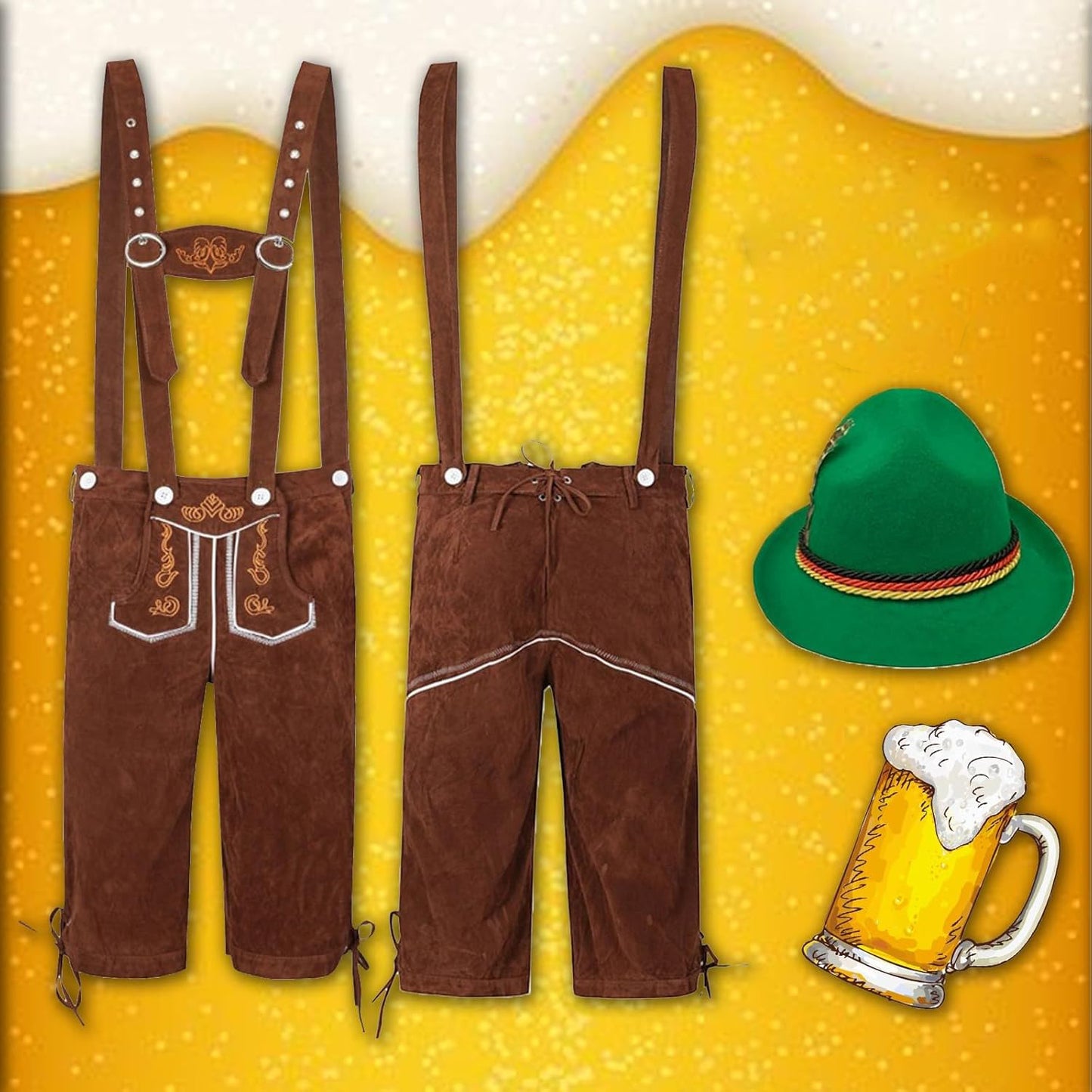 Herren Oktoberfest Trachten Outfit | Lederhose mit Hut