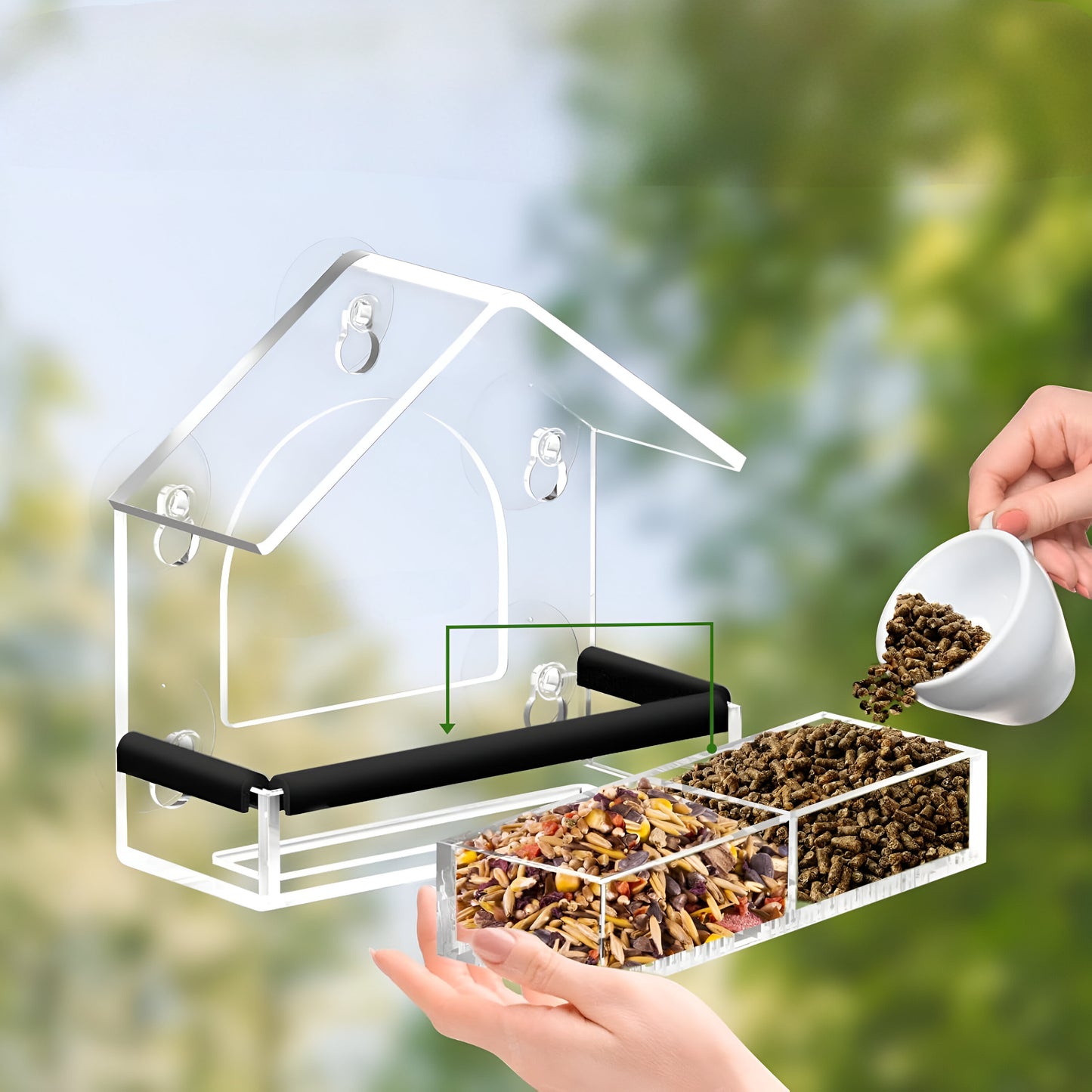 Vogelfutterhaus Acryl Fenster wetterfest durchsichtig