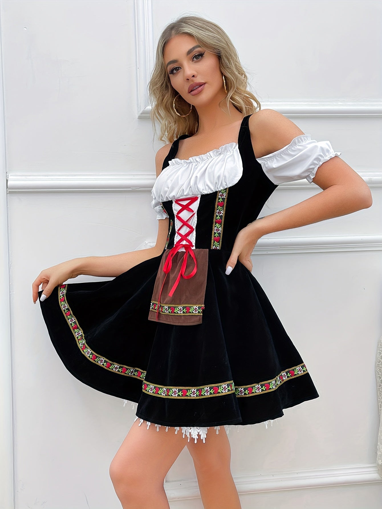 Damen Oktoberfest Trachtenkleid | Kurz Ärmellos
