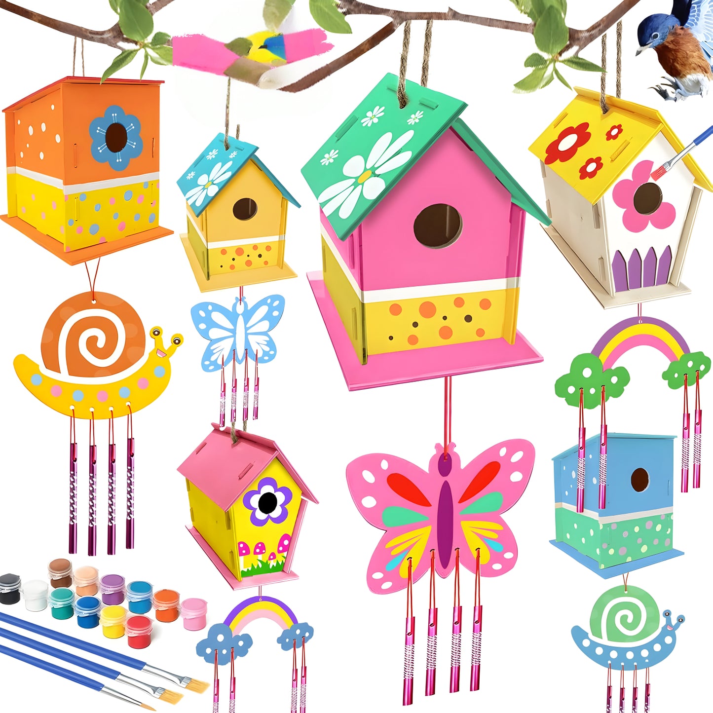 Vogelhaus Holz Bastelset Kinder DIY Malen