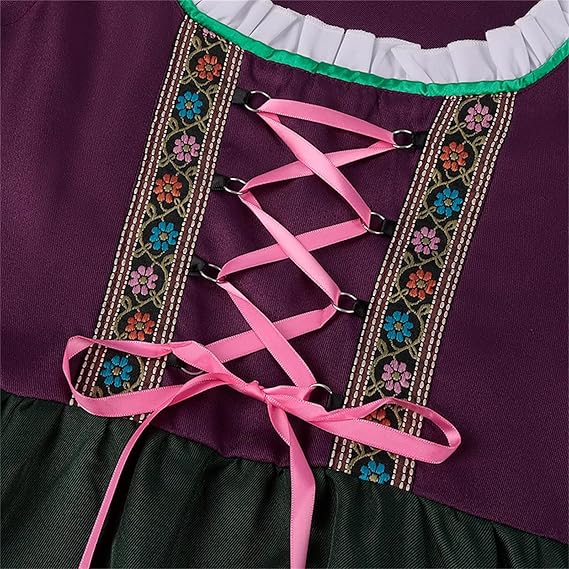 Damen Oktoberfest Lila Dirndl Kleid | Kurz Ärmellos
