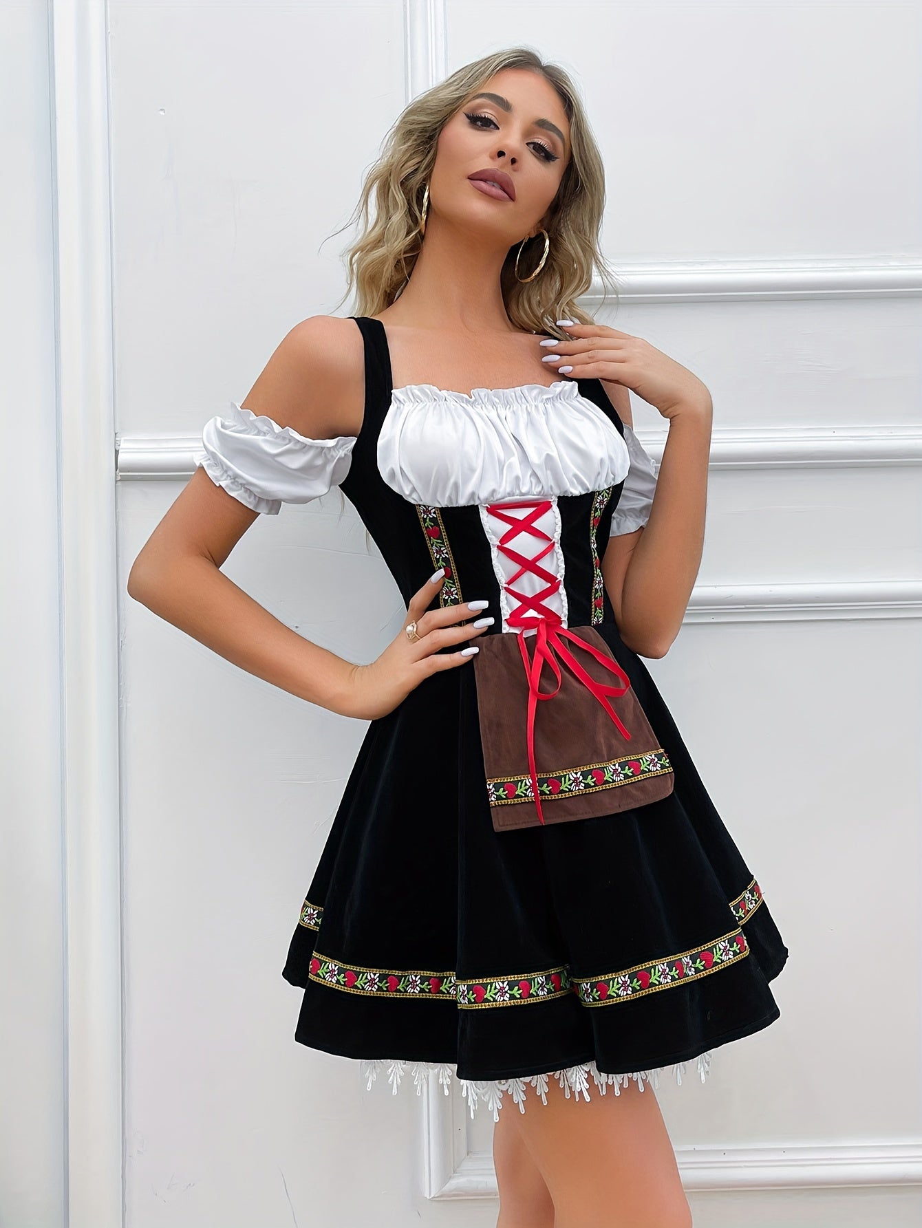Damen Oktoberfest Trachtenkleid | Kurz Ärmellos