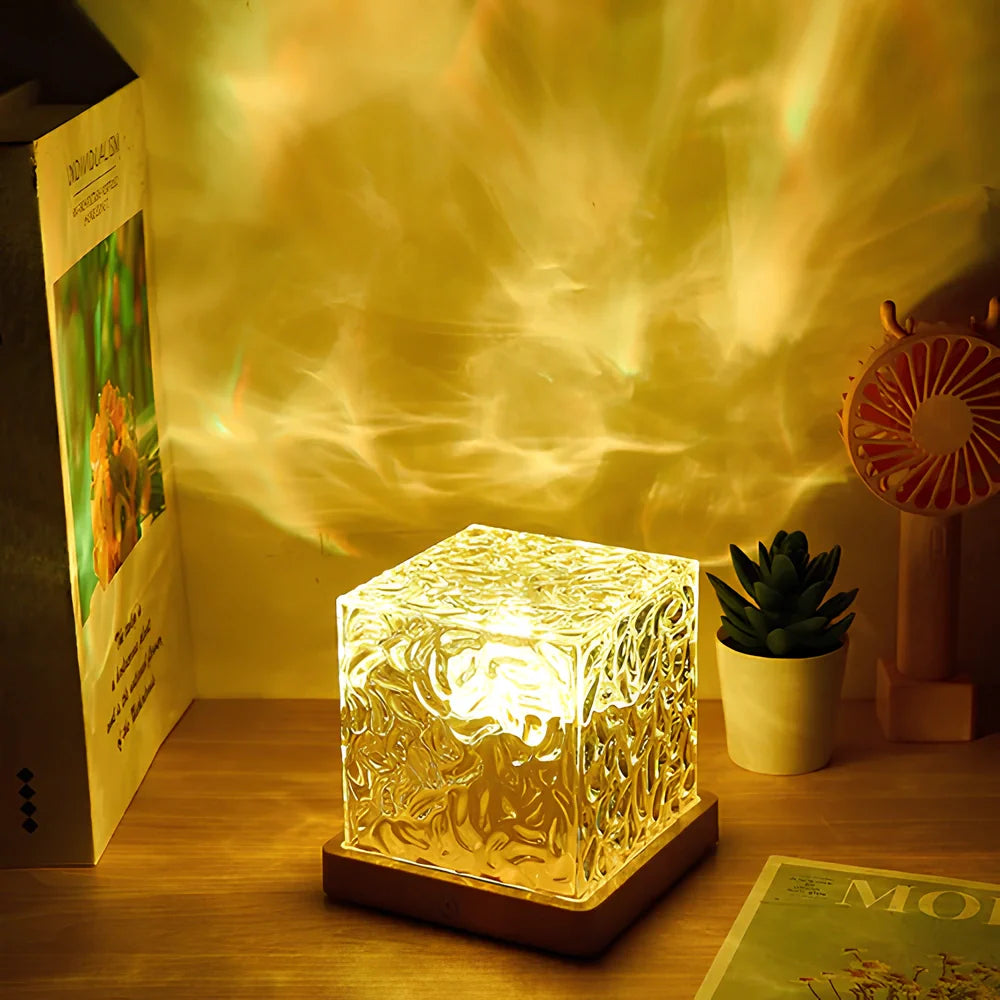 LED Tischlampe Glaswürfel Modernes Stimmungslicht