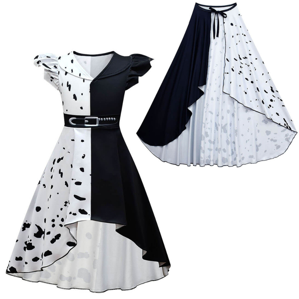 Kinder Kostüm Kleid Schwarz Weiß Karneval Mädchen