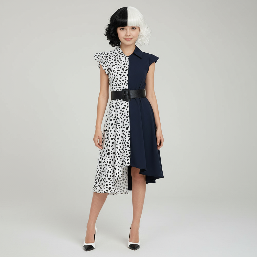 Kinder Kostüm Kleid Schwarz Weiß Karneval Mädchen
