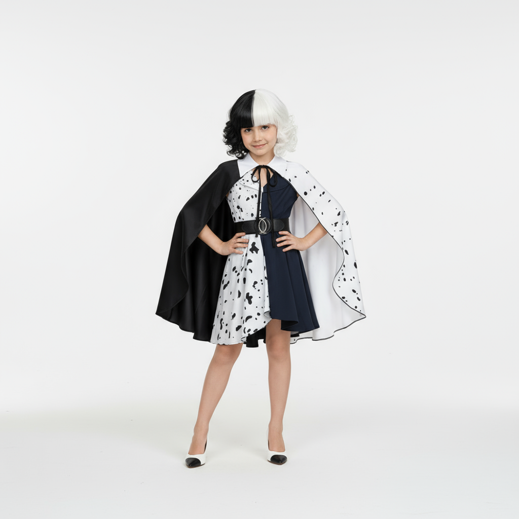 Kinder Kostüm Kleid Schwarz Weiß Karneval Mädchen