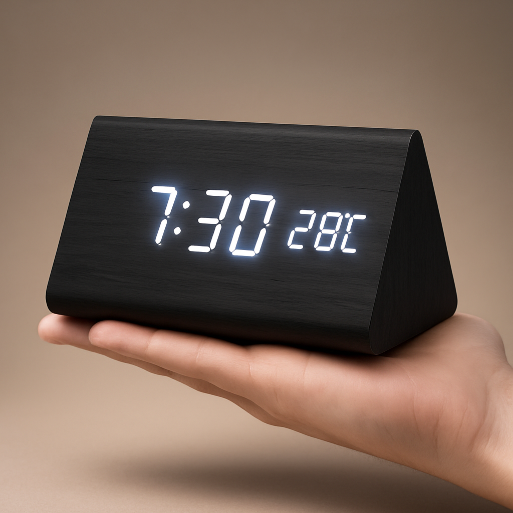 Digitale LED Uhr Holz Modern Wecker