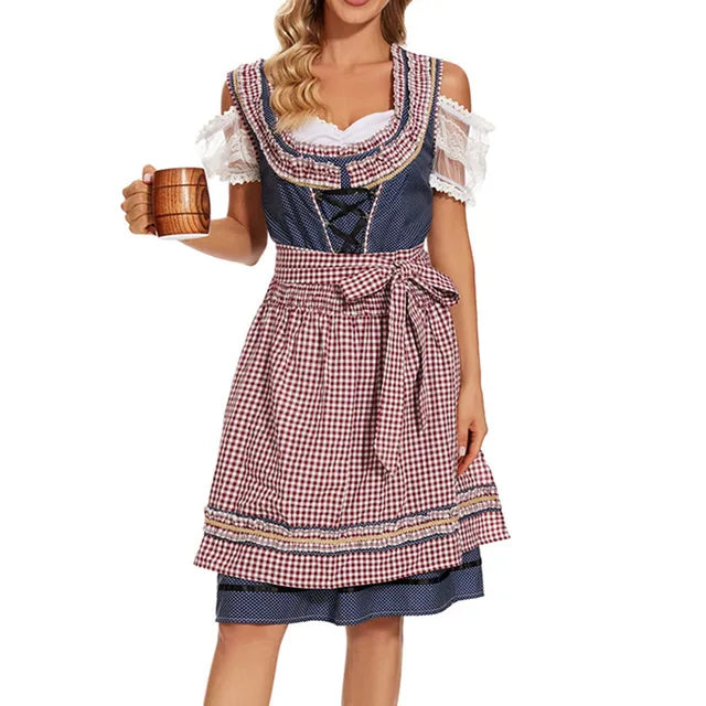 Damen Oktoberfest Dirndl Outfit 2025 Kurz und Ärmellos