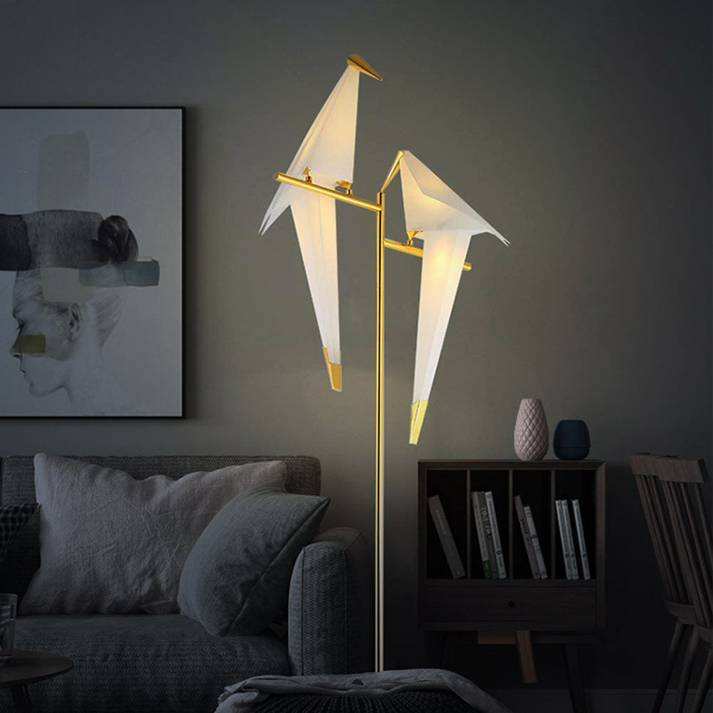 Tischlampe Vogel Design aus Metall und Kunststoff