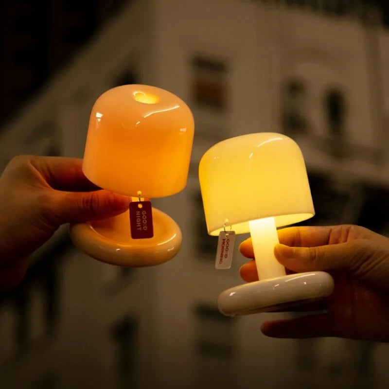 LED Tischlampe Kabellos Mini Pilz Nachtlicht