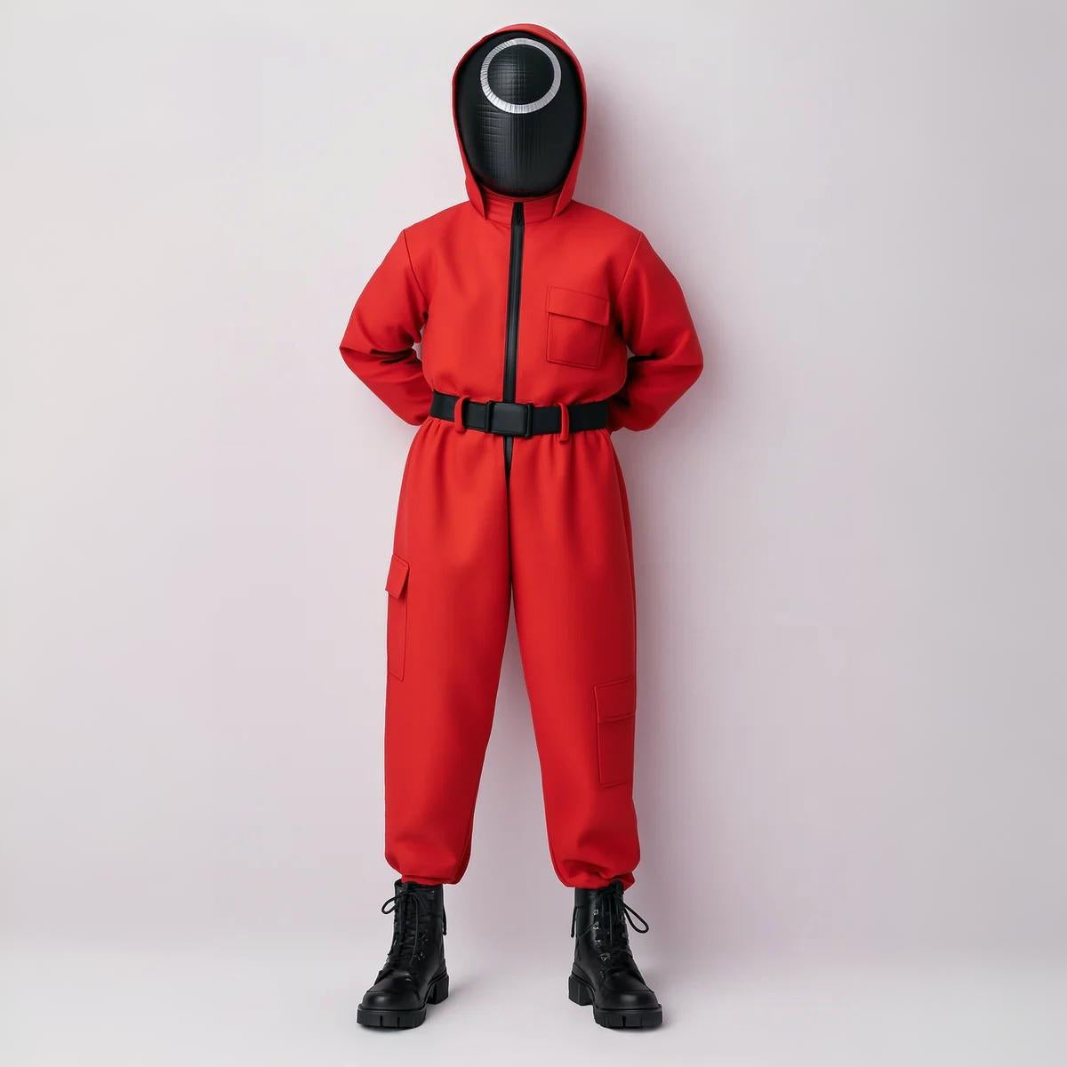 Halloween Kostüm Kinder Roter Overall mit Maske