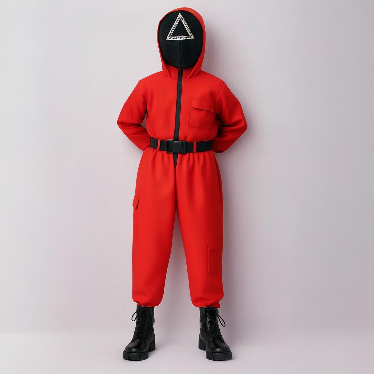Halloween Kostüm Kinder Roter Overall mit Maske