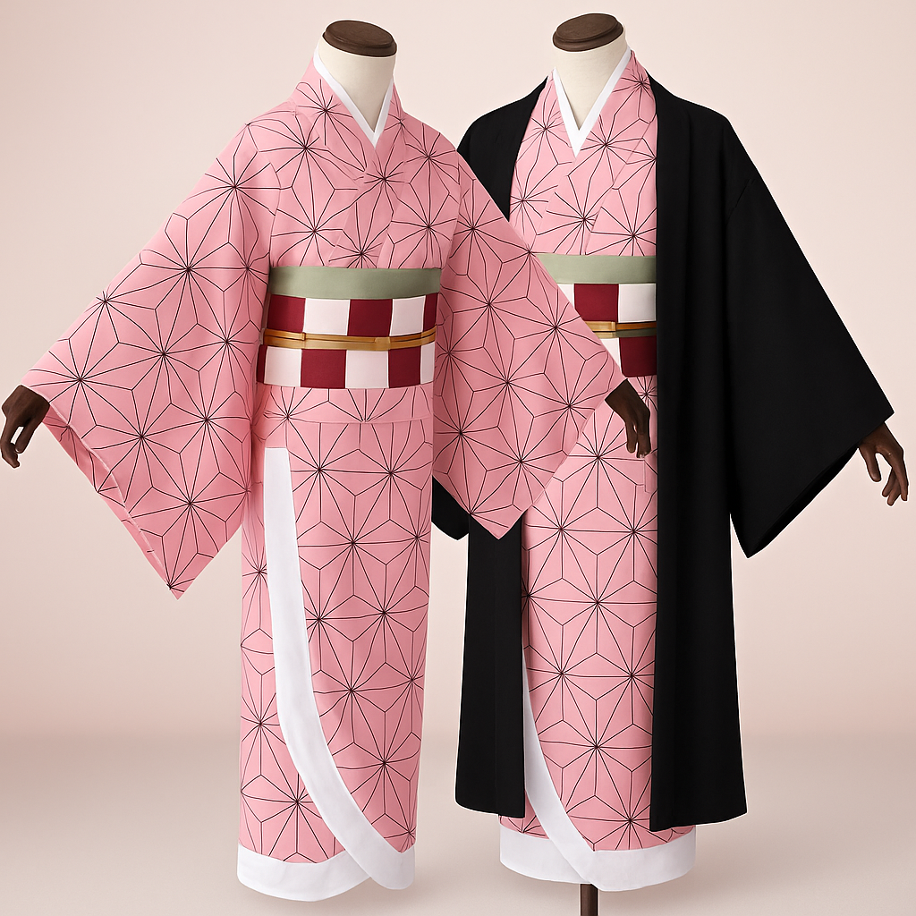 Halloween Kinderkostüm Schwarz Grün Kimono