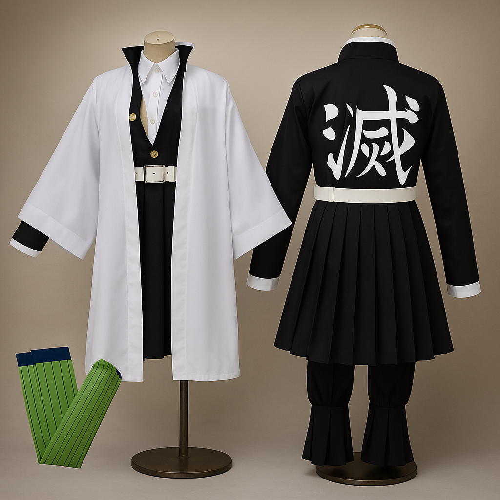 Halloween Kinderkostüm Schwarz Grün Kimono